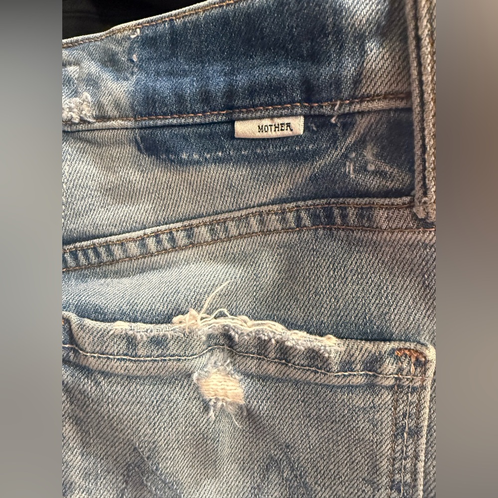 MOTHER OF Superior The Tomcat High-Rise Straight-Leg Jeans Distressed Light Wash - Picture 6 of 8